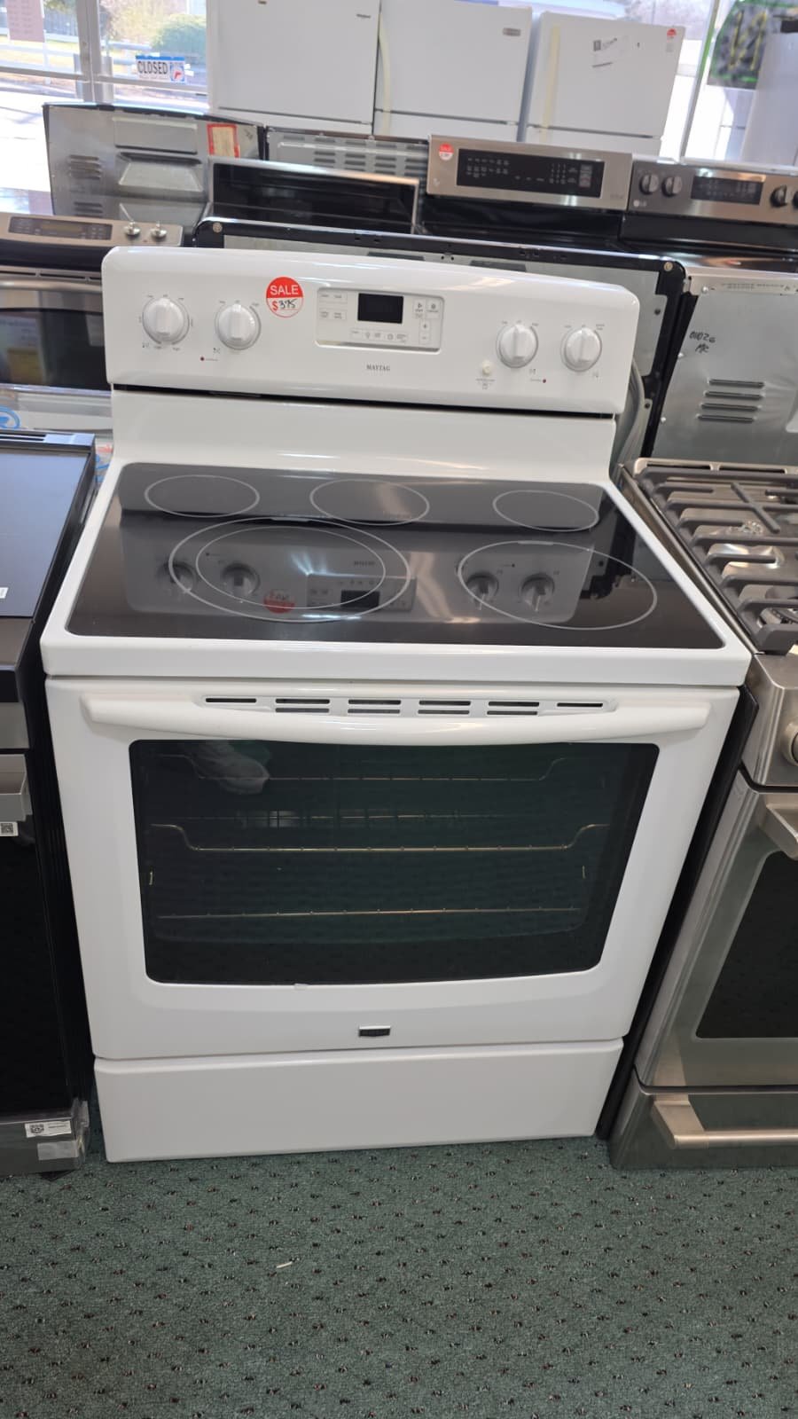 MAYTAG 30" USED FREESTANDING GLASS TOP ELECTRIC STOVE