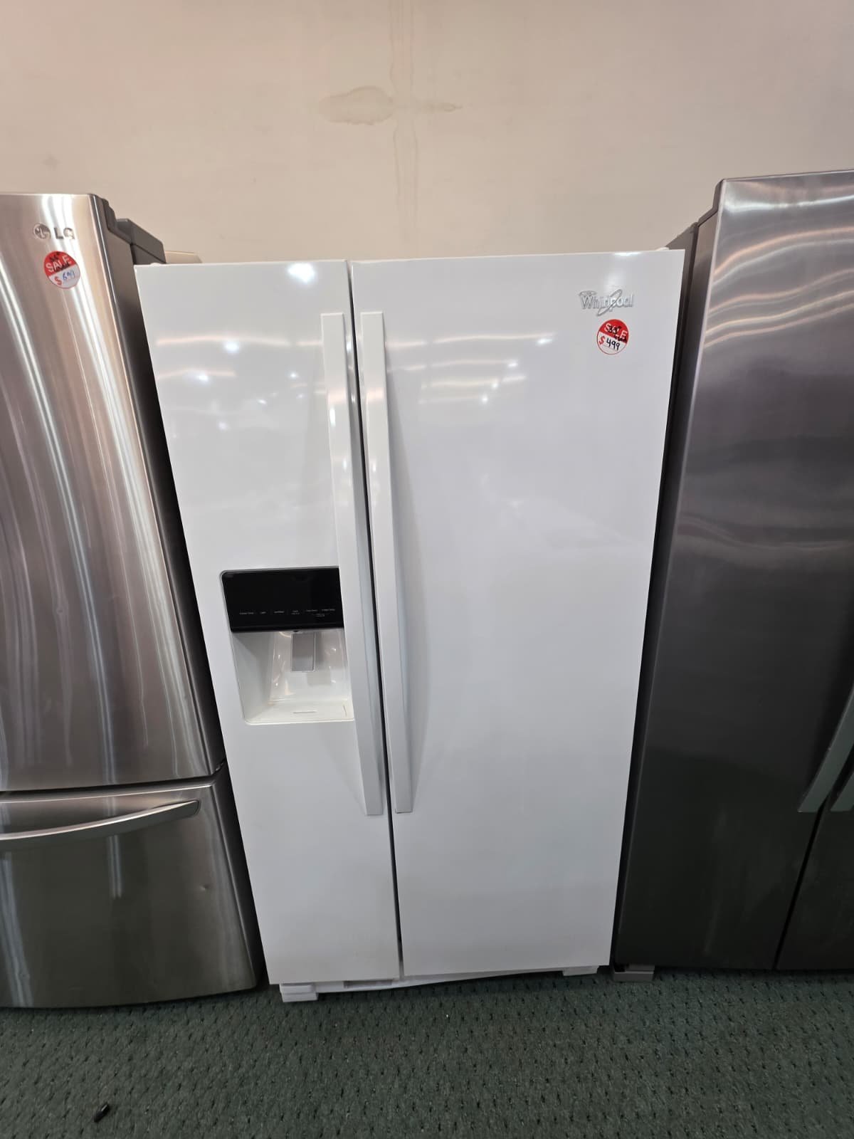 WHIRLPOOL 36" WIDE USED SIDE BY SIDE REFRIGERATOR