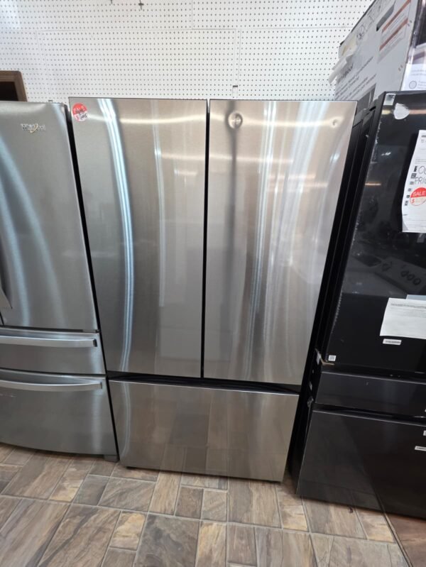 New Samsung Bespoke RF24BB600QLAA 24 cu. ft. 3-door French Door refrigerator with Beverage Center™ on display.