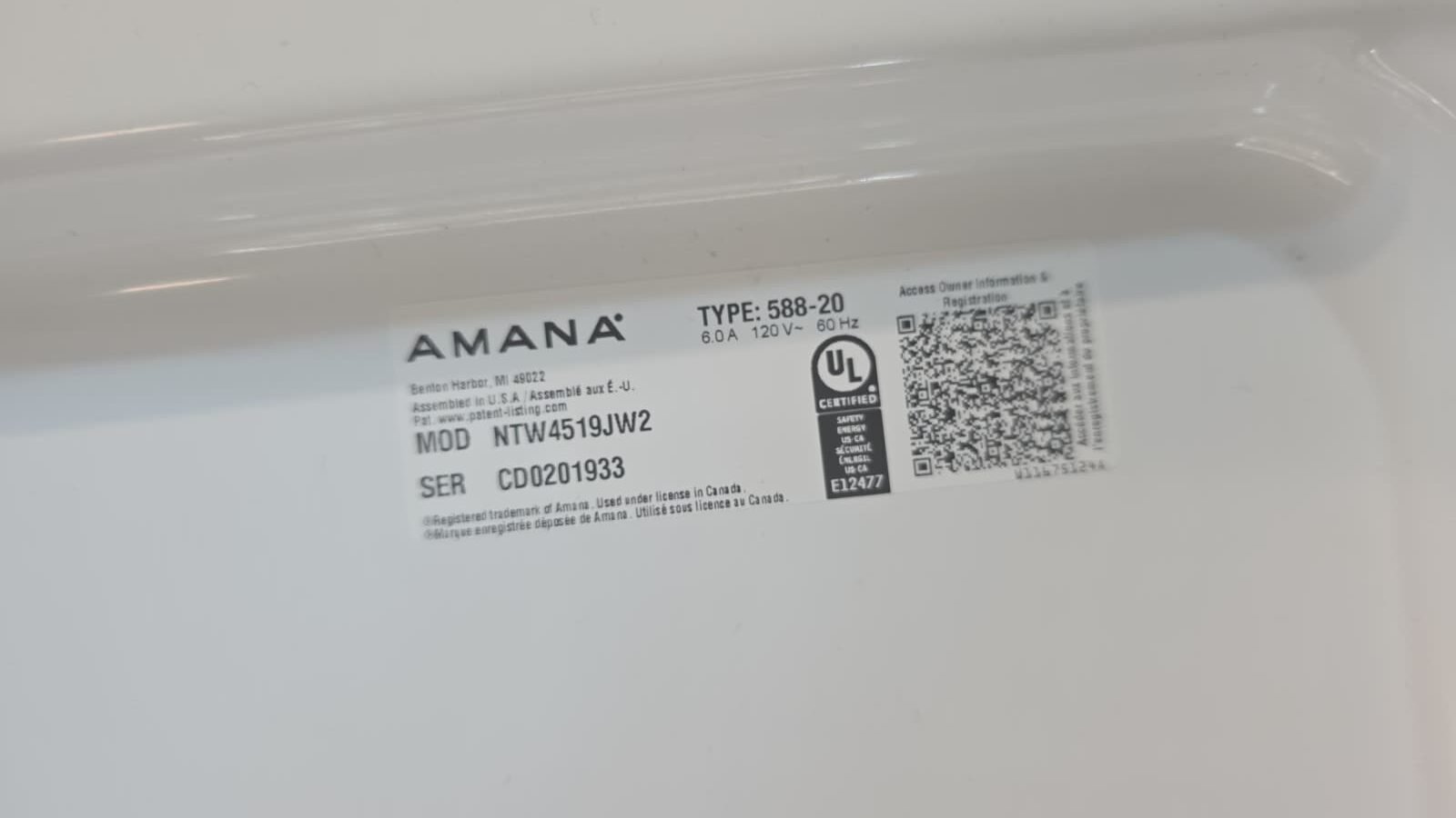 Amana Used NTW4519JW2 Top Load Washer - Image 3