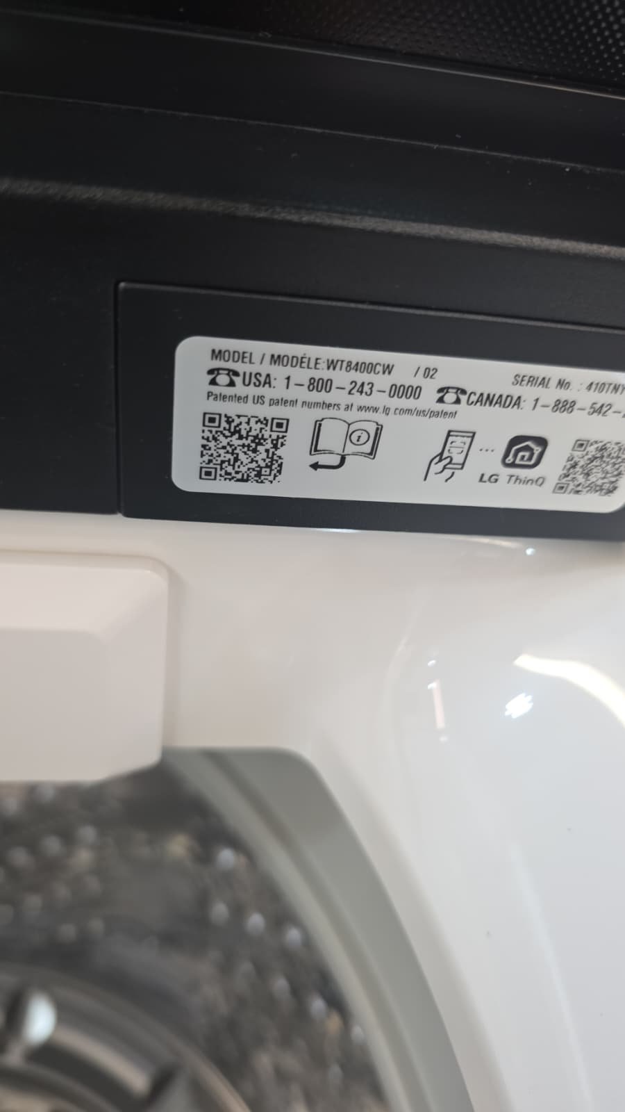 LG New WT8400CW 5.5 Cu. Ft. Top Load Washer – White - Image 3