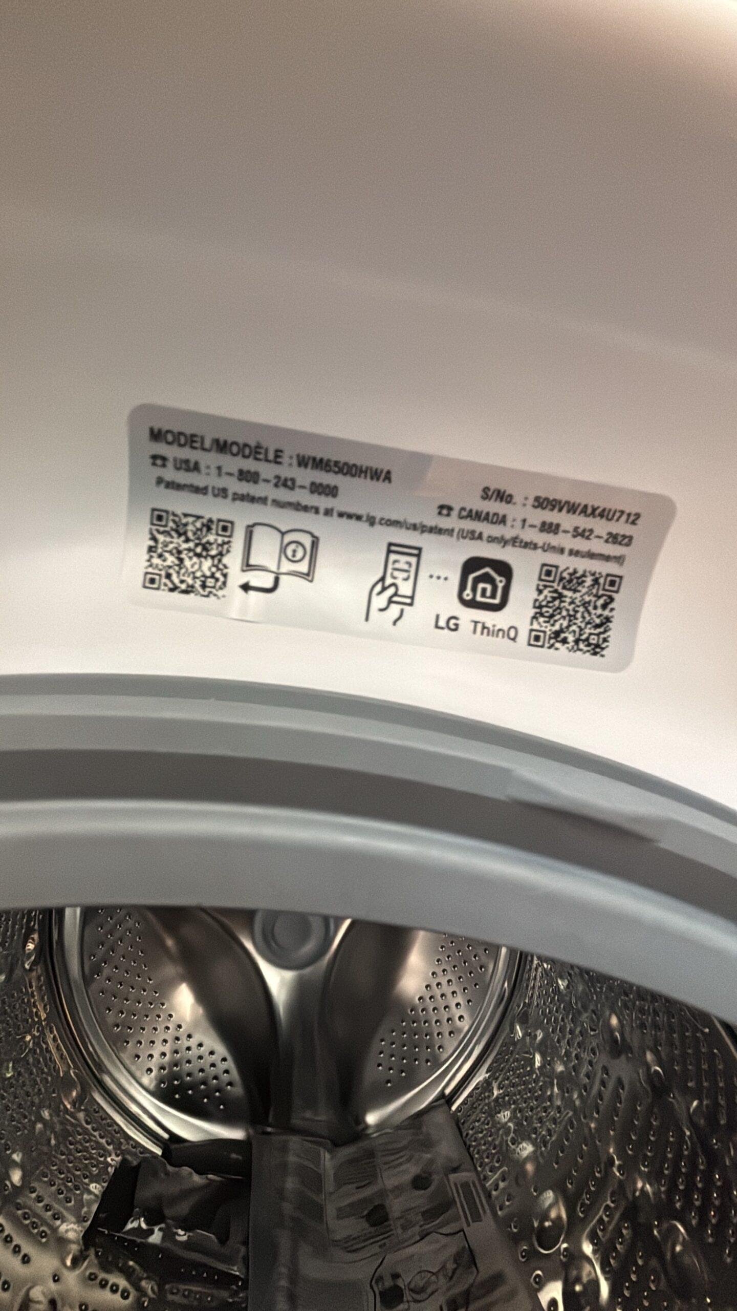 LG WM6500HWA 4.5 Cu. Ft. Smart Front Load Washer – White - Image 3