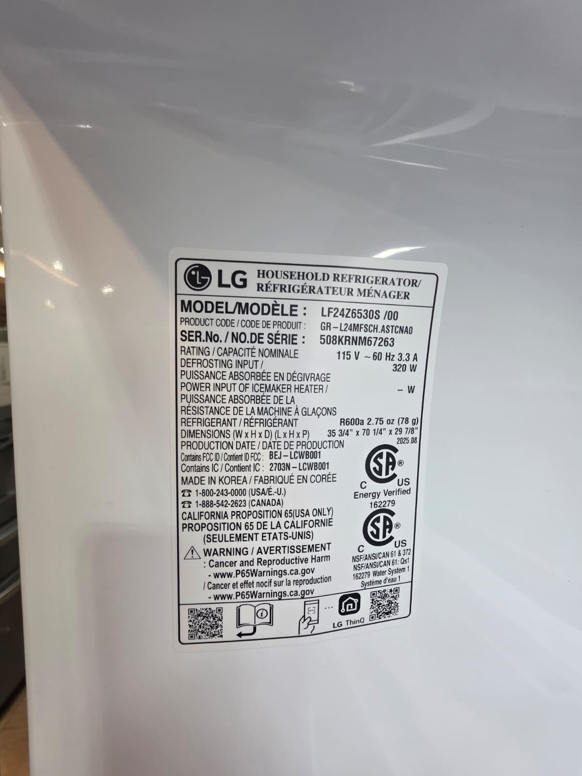 LG LF24Z6530S 23.7 Cu. Ft. Counter-Depth MAX French Door Refrigerator - Image 3