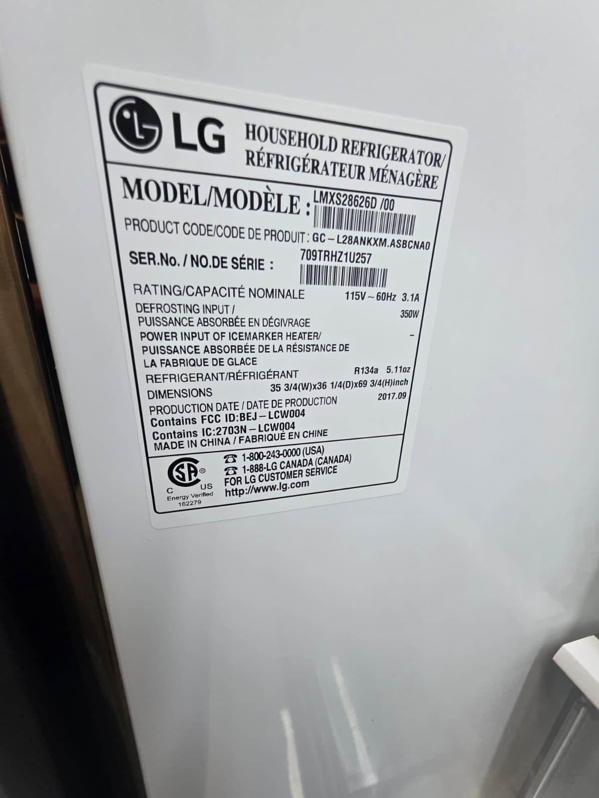 LG LMXS28626D 27.8 Cu. Ft. Smart 4-Door French Door Refrigerator - Image 3