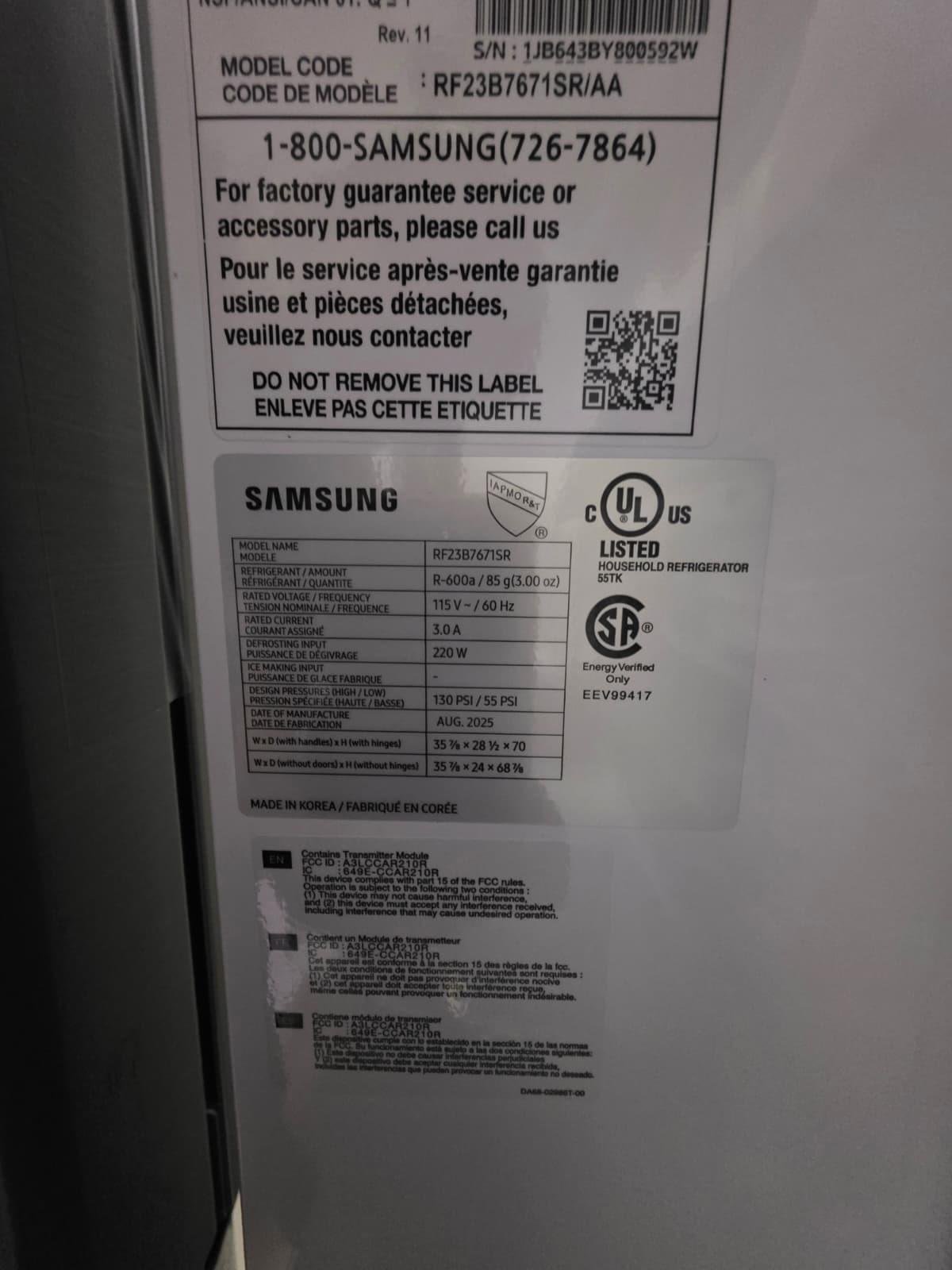 Samsung RF23B7671SR 23 Cu. Ft. Counter-Depth 4-Door French Door Refrigerator - Image 3