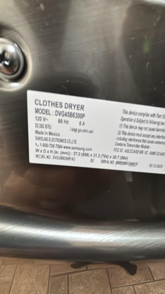 Samsung DVG45B6300P 7.5 Cu. Ft. Smart Gas Dryer - Image 3
