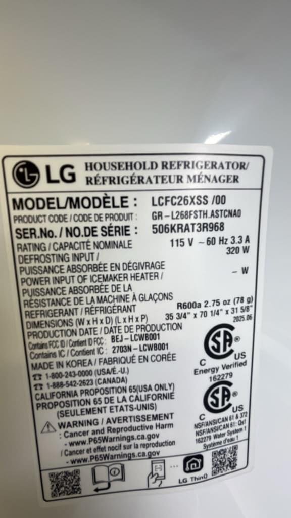 LG LCFC26XSS/00 25.5 Cu. Ft. Counter-Depth French Door Refrigerator – Stainless Steel - Image 3