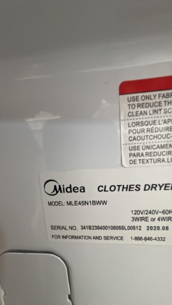 Midea 7.5 Cu. Ft. Electric Dryer with Sensor Dry – White - Image 3
