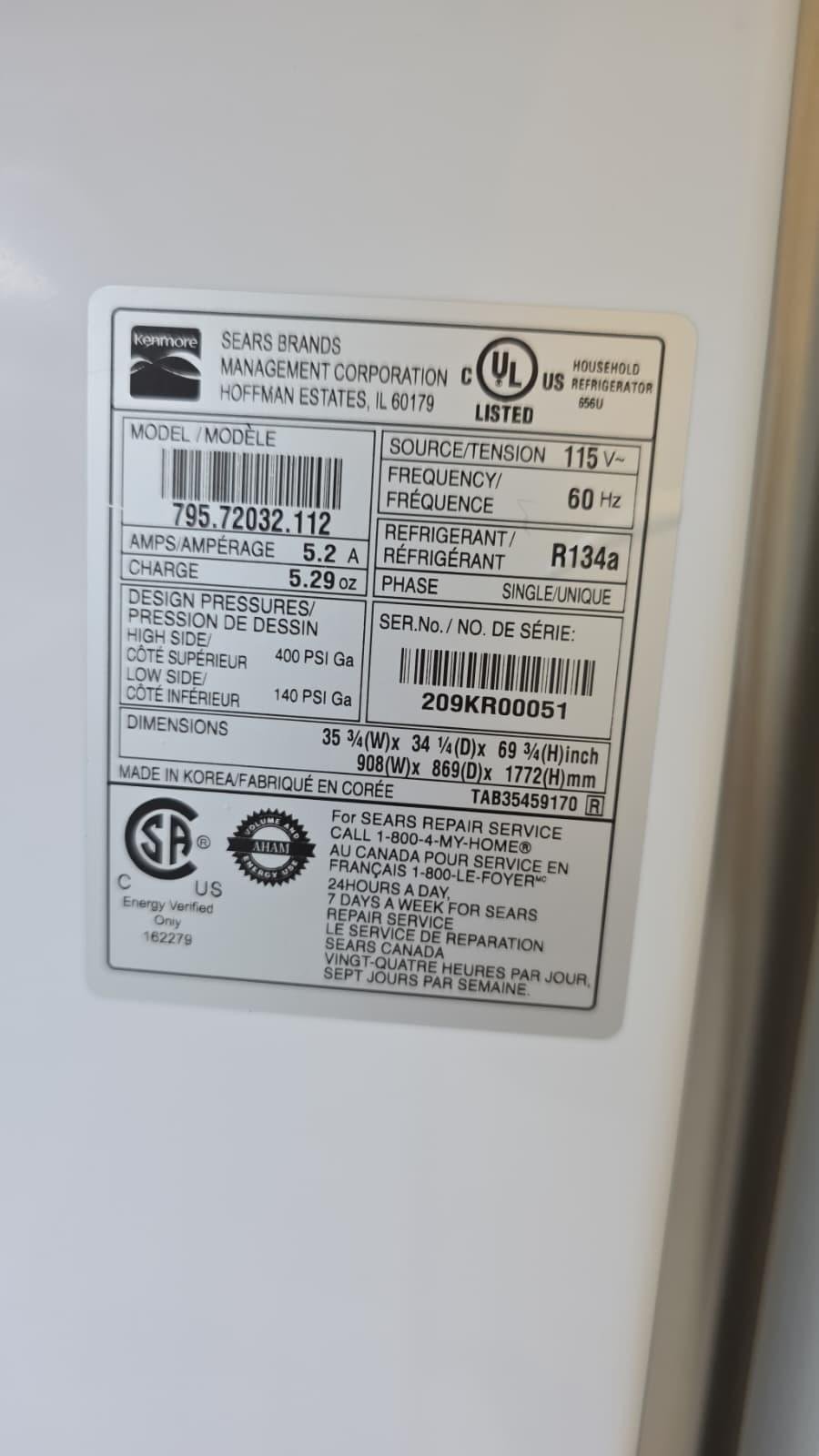 Kenmore 795.72032.112 French Door Refrigerator - Image 4